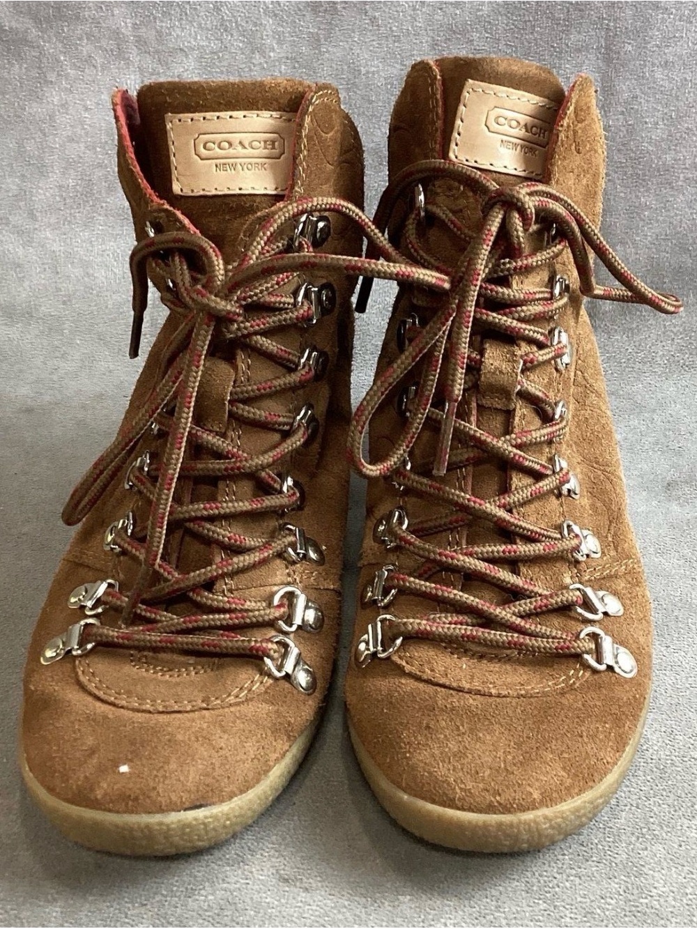 COACH Brown Suede Lace-Up Hiker Boots